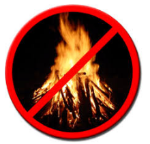 Sign that shows a slash pile burning with a red 